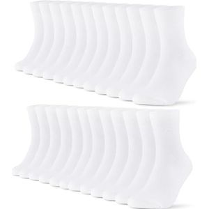 FALARY 12 paar sokken, voor heren, dames, katoenen heren-/damessokken, zwart-wit, sportsokken, ademend, wit-12 paar, 35/38 EU