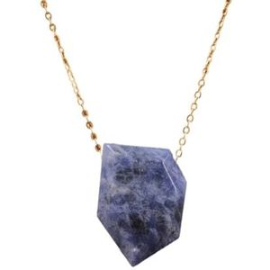 Zeshoekige vorm natuurlijke edelsteen hanger ketting choker stijlvolle sieraden geschenken (Color : Sodalite-01)