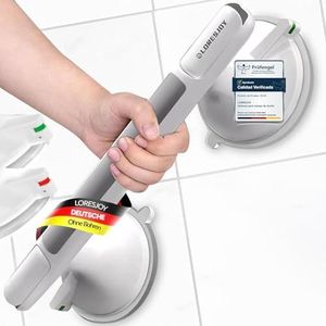 LORESJOY Handgrepen voor de badkamer met zuignap, veiligheidshandgreep voor mobiliteitsondersteuning, draagbare mobiliteitshulpmiddelen, veiligheidshandgreep met zuignapbevestiging, geen bevestigingen nodig, voor kinderen/ouderen/hulpmiddelen voor gehandicapten