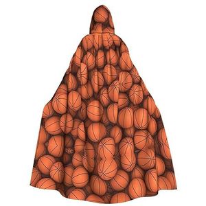 SSIMOO Basketbal oranje volwassen mantel met capuchon, vreselijke spookfeestmantel, geschikt voor Halloween en themafeesten