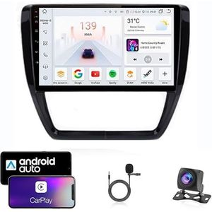 9 Inch Autoradio Compatibel voor Volkswagen Jetta 6 2011-2018 met GPS Navigatie CarPlay Android Auto Acht-Core 4G Bluetooth WiFi MirrorLink Stuurwiel Afstandsbediening(T6 8 Core 4G+Wifi 8G+128G)