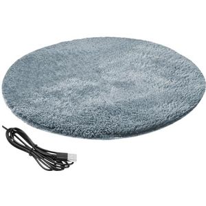 Eyccier Kat Verwarmingskussen Rond 15,7 Inch USB Verwarmd Kattenbed met 28 °C Constante Temperatuur Waterdicht & Krasbestendig Winter Huisdier Verwarmingskussen voor Kleine Huisdieren Zilvergrijs