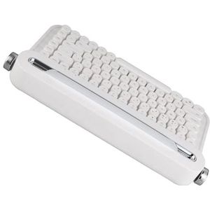 Draadloos Typemachinetoetsenbord met 86 Toetsen, Retro Toetsenbord met Geïntegreerde Standaard, toetsenbord met Schattige Ronde Toetsdoppen voor Meerdere Apparaten voor Pc (Wit)