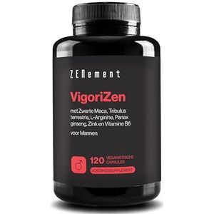 VigoriZen met Zwarte Maca, Tribulus terrestris, L-Arginine, Ginseng, Zink en Vitamine B6 – Testosteron & Energie Metabolisme voor Mannen – 120 Veganistische Capsules – Zenement