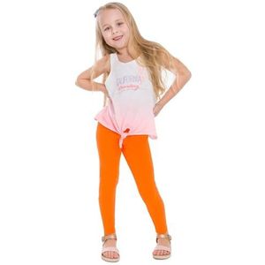 SOFTSAIL Volledige katoenen leggings voor meisjes, voor kinderen, effen katoenen legging voor school, dans, spel en vrije tijd, rekbare elastische solide zachte broek voor kinderen, 2-13 jaar, oranje,