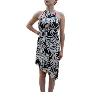 HARE 7-in-1 Beachwear voor dames, cover-up, sarong voor vrouwen, strandkleding, sarong jurk, badmode bikini coverup, pareo (TROPISCH ZWART), TROPISCH ZWART, one size