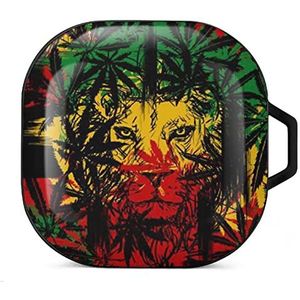 Jamaica Rasta Lion Oordopjes Hoesje Compatibel met Samsung Hard Shell Beschermhoes Zwart-Stijl