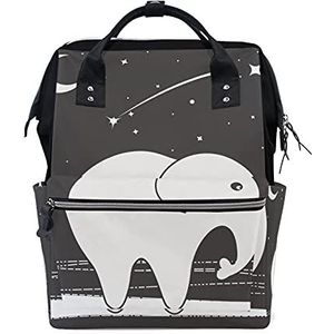 Olifant Moon Star Luiertas Rugzak Mom Bag Casual Lichtgewicht Grote Capaciteit voor Reizen Mammy Vrouwen Meisjes