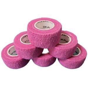 6 x Ok-Plast vingerpleisters, 2,5 cm breed, zelfklevend, plakt niet op huid en haar, voor mens en dier (6 rollen, roze)