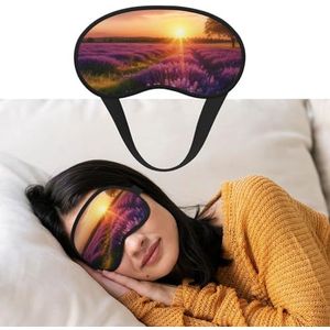 Lavendel weide bij zonsondergang lente oogmasker om te slapen zacht satijn slaap schaduw cover blinddoek met elastische band reizen dutje verduisterende oogschaduw cover voor vrouwen mannen