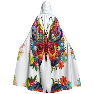DURAGS Borduurwerk Kleurrijke Vlinder Volwassen Hooded Cloak,Supreme Vampire Mantel Voor Rollenspel,Voor Halloween En Cosplay