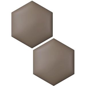 Wandkussenbekleding, 2 stuks zelfklevende zeshoekige gestoffeerde wandpanelen in meerdere kleuren, verschillende maten(Dark Brown,25x29cm)