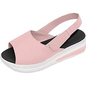 PMVRTHQV Damessandalen, voetboogondersteuning, comfortabele wandelsandalen, zomer, antislip, casual sandalen, W Roze, 42 EU