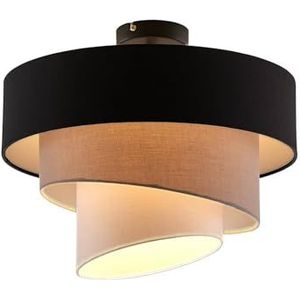 Lindby plafondlamp 'Coria' (modern) in Zwart uit overige metaal o.a. voor woon-/ eetkamer - met stoffen kap, stof plafondverlichting