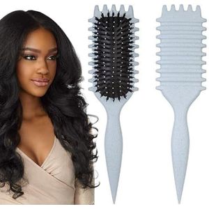 Krullende haarborstel, 2024Curl Defining Brush, Curl Defining Brush, voor het kammen en vormgeven van mannen en vrouwen (Light Blue)