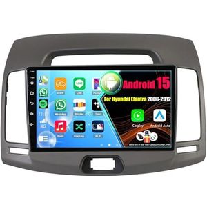 Android 15 Autoradio Voor Hyundai Elantra 2006-2012 met Draadloze Carplay Android Auto, 9 Inch Autoscherm Soporta Bluetooth WIFI GPS FM/RDS(8Core(8+256GB))