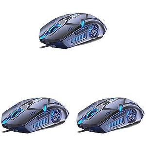 3 set bedrade muis zes knoppen multi-color lichtgevende gaming mechanische muis grijs