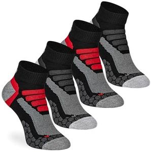 mehrstrumpf Coolmax Korte wandelsokken, 4 paar korte wandelsokken, voor outdoor hiking trekking, anti-blaren bekleding, volledige badstof bescherming voor heren en dames, Coolmax all-weather, 4 paar