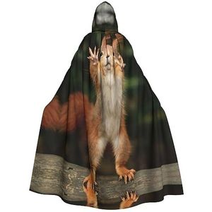 Bxzpzplj Eekhoorn grappig dier dames heren volledige lengte carnaval cape met capuchon cosplay kostuums mantel, 185 cm