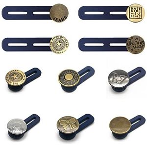 10-delige broek-extenderset, elastische knoopverlenging, verstelbare jeansknop, afneembaar, metalen knoop, kan jeans, jurken, broeken worden gebruikt