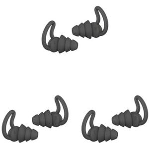 3 Set van Slapen Oordopjes Siliconen Oordopjes Ruisonderdrukking Herbruikbare Oordopjes voor Office Home, Zwart, 3 Lagen, Premium Zwart, 3layer