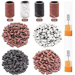242 stuks professionele schuurbanden voor nagelboren, 240 stuks, 3 kleuren, grove fijne korrels, zandset 80#120#180#240#, 2 stuks 3/32 inch nagelboor voor manicure en pedicure