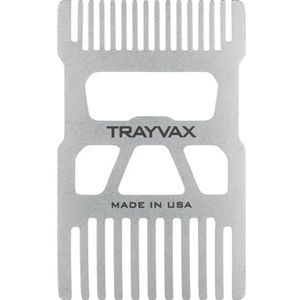 Trayvax Shift Wallet Comb, brede tandenkam voor baard en haar, met flesopener, RFID-bescherming, roestvrij staal, zilver