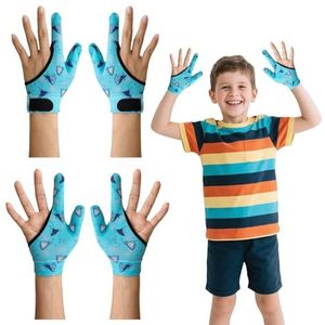 SHDGFB 4 stuks duim zuigen Guard handschoenen kinderen kauw-compressiehandschoenen kinderen stoppen duim zuigen en vingerbijten voor leeftijd 5-13 (blauwe haai)