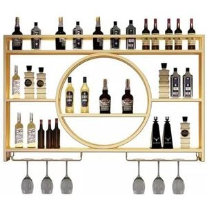 Wandgemonteerd Wijnrek, Drijvende Drankflesplank, Wijnrek, Wandmontage En Glazen Houder, Modern For Thuis, Bar, Woonkamer (Color : Gold, Size : 100x15x80cm)