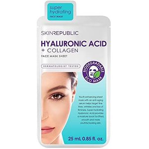 SKIN REPUBLIC Hyaluronzuur + collageen gezichtsdoekmasker 25 ml