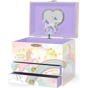 Giggle & Honey - Muzikale Eenhoorn Sieradendoos - Roze - Hout - 17,1 x 13,3 x 15,2 cm