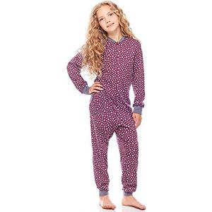 Merry Style Meisjes Pyjama Slaap Onesie Jumpsuit Overall MS10-186 (Bordeaux/Sterren/Donkere Melange, 110-116)