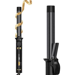 Terviiix Revolutionaire automatische roterende krultang, professionele krultang voor lang haar, 25 mm keramische trommel met arganolie en keratine, 9 warmtestanden, zwart