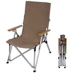Outdoor opvouwbare ligstoel met verstelbare hoge rugleuning Aluminiumlegering draagbare stoel for strand binnenplaats lunchpauze picknick camping terras (Color : Bruin)