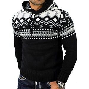 Reslad RS-3013 Noorse trui voor heren, wintertrui, gebreide herentrui met kap