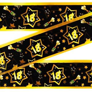 BTZO Happy 18e Verjaardag Banner, Blauw Zilver Stof Foto Achtergrond voor Feest, 185 × 90 cm
