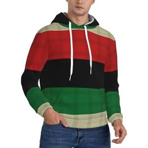 LFKVYZLC Rood Zwart Groen Grafische Hoodies voor Mannen, Hoodie Sweatshirt met Zakken, Meerkleurig, L