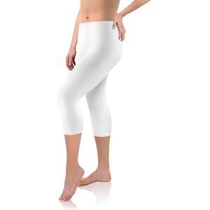Sesto Senso Vrouwen Leggings Lengte 3/4 Viscose Meisjes Kleurrijke Broek Sport Fitness Yoga, Wit, S