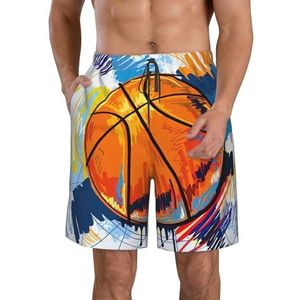 Mooie Zonnebloem Print Heren Zwemplank Shorts Zwembroek Trunks Badmode Sneldrogende Surfen Strand Essentiële Zomer, Basketbal Kleurrijke Schets Genieten, XXL