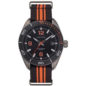 Nautica Heren Key Biscayne Horloge, Zwart/Gunmetal/Oranje, Sleutel Biscayne
