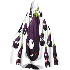 Bxzpzplj Cartoon Aubergine Print Carnaval Hooded Cape Voor Volwassenen, Heks Vampier Cosplay Kostuum Mantel, Geschikte Feesten