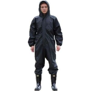 Guiran Waterdichte overalls met capuchon voor heren, regenoveralls, werkkleding, regenjas, veiligheidspakken, zwart, XXL