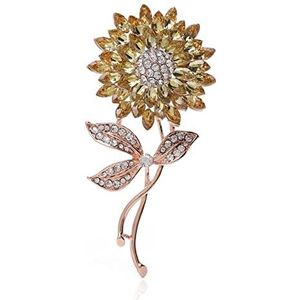 Vrouwen Kristal Zonnebloem Broche Roze Goudkleurige Speld for Jas, Pak, Jurk Elegante Kostuum Accessoire