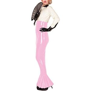 PVC High Waist Latex Leather Tight Maxi Bodycon Skirt,Light Pink,7XL