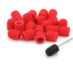 Nagelschuurkop, 50 stuks schuurdoppen, nagelbooraccessoires, nagelverzorging met rubberen grip, veelkleurig, meerdere maten(Plum)