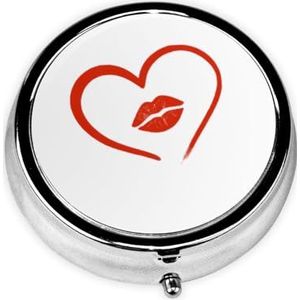 Ronde pillendoos hart getrokken - 3 compartimenten geneeskunde pillenetui, waterdicht, zak pillenorganisatordispenser, draagbaar voor zak of portemonnee pillendozen