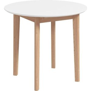 HOMCOM Eettafel, ronde keukentafel voor 2 personen, eetkamertafel met landelijke stijl, voor woonkamer, massief hout, Ø 75 x 76 cm, wit