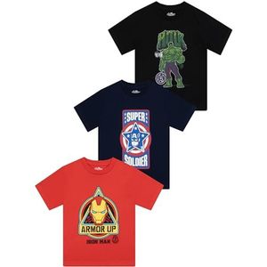 Marvel T-Shirts 3-Pack, Avengers Tshirt Voor Jongens, Meervoudige Set Jongens Tshirts, Officiële Avengers Merchandise Multikleur 104