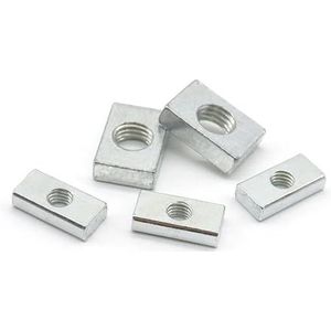 Gegalvaniseerde rijst met ruwe schroefdraad Pak van 50 verzinkte vierkante moeren van koolstofstaal for aluminiumprofiel, zilverkleurig M3-M8(M8-20x12x4mm)