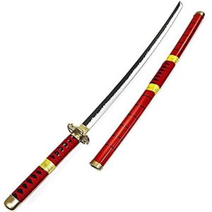 Samurai Ninja Houten Zwaard Wapen Anime Black Samurai Roronoa Zoro Cosplay Gewapende Katana Ninja Mes Samurai Zwaard Speelgoed Voor Tieners,Red